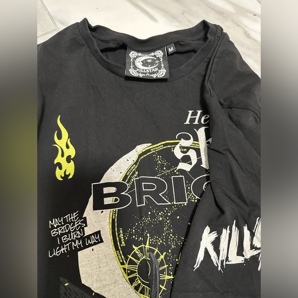 Killstar Longsleeve goth gothic satanic shirt moon print devil bat print graphic - Picture 6 of 11